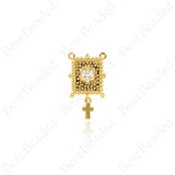 Jerusalem Cross Pendant,Gold Religious Jewelry Accessory,DIY Bracelet/Necklace Findings 11x18mm