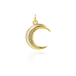 Shiny Enamel Moon Zircon Pendant-DIY Jewelry Making Accessories   14x18mm