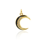 Shiny Enamel Moon Zircon Pendant-DIY Jewelry Making Accessories   14x18mm