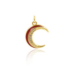 Shiny Enamel Moon Zircon Pendant-DIY Jewelry Making Accessories   14x18mm
