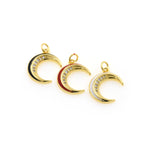 Shiny Enamel Moon Zircon Pendant-DIY Jewelry Making Accessories   14x18mm