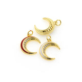 Shiny Enamel Moon Zircon Pendant-DIY Jewelry Making Accessories   14x18mm