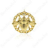 Gold Large Honey Bee Pendant,Insect Bee Charm,DIY Personalized Craft Making 42x39mm