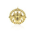 Shiny Minimalist Round Bee Pendant-DIY Jewelry Making Accessories   43x39mm