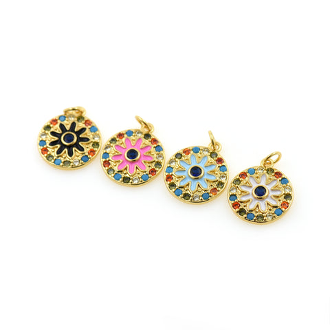 Shiny Colorful Evil Eye Pendant-DIY Jewelry Making Accessories   16x19mm
