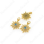 Gold North Star Pendants,Micro Pave CZ Stone Lucky Star Charms,DIY Bracelet/Necklace Supplies 15x20mm