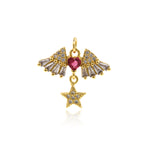 Shiny Micropavé Winged Star Pendant-DIY Jewelry Making Accessories   22x18mm