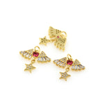 Shiny Micropavé Winged Star Pendant-DIY Jewelry Making Accessories   22x18mm