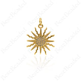 Gold Plated Sun Charm,Cubic Zirconia Sun Pendant,Original DIY Making Supplies 17x19mm
