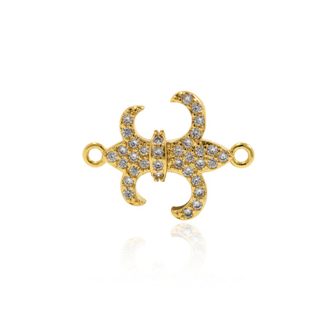 Shiny Micropavé Fleur De Lis Connector-DIY Jewelry Making Accessories  20x15mm