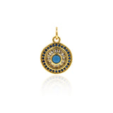 Shiny Round Heart Evil Eye Zircon Pendant-DIY Jewelry Making Accessories   12.5x15mm