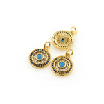Shiny Round Heart Evil Eye Zircon Pendant-DIY Jewelry Making Accessories   12.5x15mm