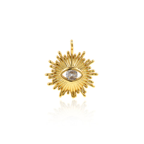 Shining Sun Ray Evil Eye Zircon Pendant-DIY Jewelry Making Accessories   16x18mm