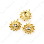 Gold Evil Eye Pendant,Cubic Zirconia Sun Charms,Minimalist Jewelry Making Accessories 16x18mm