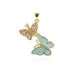 Shiny Minimalist Butterfly Zircon Pendant-DIY Jewelry Making Accessories   30x29mm