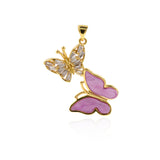 Shiny Minimalist Butterfly Zircon Pendant-DIY Jewelry Making Accessories   30x29mm