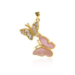 Shiny Minimalist Butterfly Zircon Pendant-DIY Jewelry Making Accessories   30x29mm