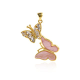 Shiny Minimalist Butterfly Zircon Pendant-DIY Jewelry Making Accessories   30x29mm