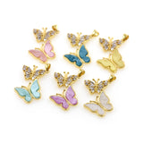 Shiny Minimalist Butterfly Zircon Pendant-DIY Jewelry Making Accessories   30x29mm