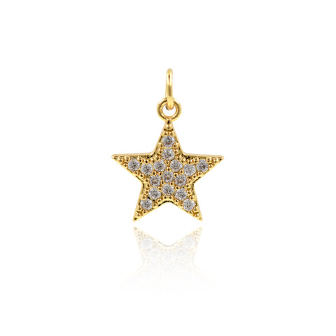 Shiny Star Zircon Pendant-DIY Jewelry Making Accessories   13x15mm