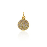 Shiny Micropavé Round Pendant-DIY Jewelry Making Accessories   9x12mm