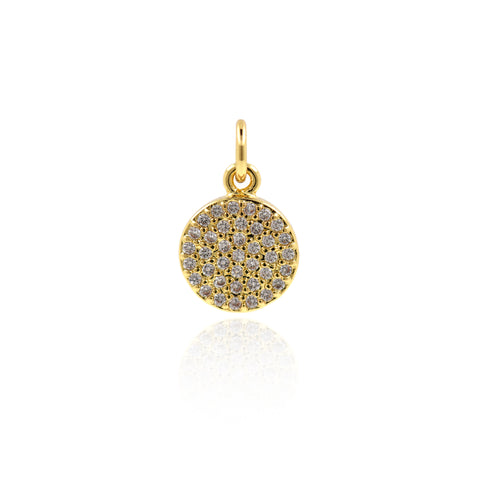 Shiny Micropavé Round Pendant-DIY Jewelry Making Accessories   9x12mm