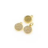 Shiny Micropavé Round Pendant-DIY Jewelry Making Accessories   9x12mm
