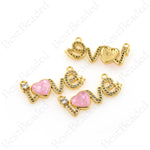 Love Connector Links,CZ Stone Pave Love Pendant Charms,Personalized Jewelry Findings 27x12mm