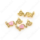 Love Connector Links,CZ Stone Pave Love Pendant Charms,Personalized Jewelry Findings 27x12mm