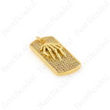 Skeleton Hand Pendant,Gold Plated Square Charms,for Fashion Jewelry Making 12x25mm