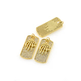 Skeleton Hand Pendant,Gold Plated Square Charms,for Fashion Jewelry Making 12x25mm