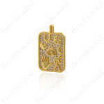 Gold Square Lucky Charms,CZ Micro Pave Lucky Jewelry Findings,DIY Handcrafted 16x26mm