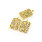 Gold Square Lucky Charms,CZ Micro Pave Lucky Jewelry Findings,DIY Handcrafted 16x26mm