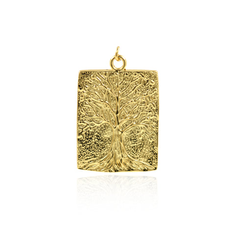 Shiny Rectangle Tree of Life Pendant-DIY Jewelry Making Accessories   21x31mm