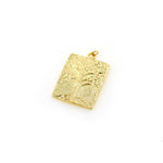 Gold Tree of Life Pendant,Square Medallion Charms,for Unique Necklace Making Supplies 21x31mm