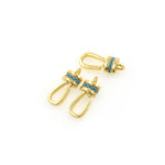 Gold Hook Clasp,Micro Pave Turquoise Carabiner Clasp,DIY Jewelry Findings 6x15mm