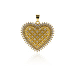Shiny Micropavé Heart Pendant-DIY Jewelry Making Accessories   30x28mm