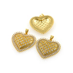 Shiny Micropavé Heart Pendant-DIY Jewelry Making Accessories   30x28mm