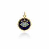 Enamel Evil Eye Pendant,Cubic CZ Turquoise Eye Charms,for Minimalist Jewelry Making 16x18mm