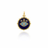 Enamel Evil Eye Pendant,Cubic CZ Turquoise Eye Charms,for Minimalist Jewelry Making 16x18mm