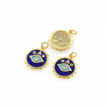 Enamel Evil Eye Pendant,Cubic CZ Turquoise Eye Charms,for Minimalist Jewelry Making 16x18mm