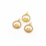 Gold Ocean Waves Pendant,Micro Pave Cubic Sea Wave Charms,Unique Jewelry Making Supplies 13x15mm