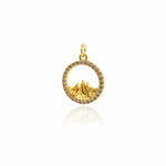 Gold Mountain Charm,Cubic CZ Outdoors Pendant,DIY Bracelet/Necklace Making Supplies 13x15mm