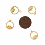 Gold Mountain Charm,Cubic CZ Outdoors Pendant,DIY Bracelet/Necklace Making Supplies 13x15mm