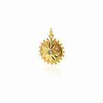 Gold Evil Eye Pendant,Brass Metal Sun Charms,Personalized Jewelry Accessories 14x16mm