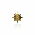 Virgin Mary Pendant Charms,Gold Plated Mother of God Medallion,DIY Religion Jewelry Making Accessories 20x20mm