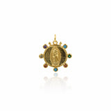Virgin Mary Pendant Charms,Gold Plated Mother of God Medallion,DIY Religion Jewelry Making Accessories 20x20mm