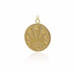 Dainty Gold Sunrise Charm,Cubic CZ Sun Pendant for DIY Necklace Component Supply 27x32mm