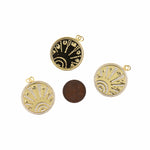 Dainty Gold Sunrise Charm,Cubic CZ Sun Pendant for DIY Necklace Component Supply 27x32mm