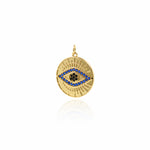 Round Evil Eye Necklace Pendant,Micro Pave Cubic Eye Charm,Minimalist Jewelry Gift 20x22mm
